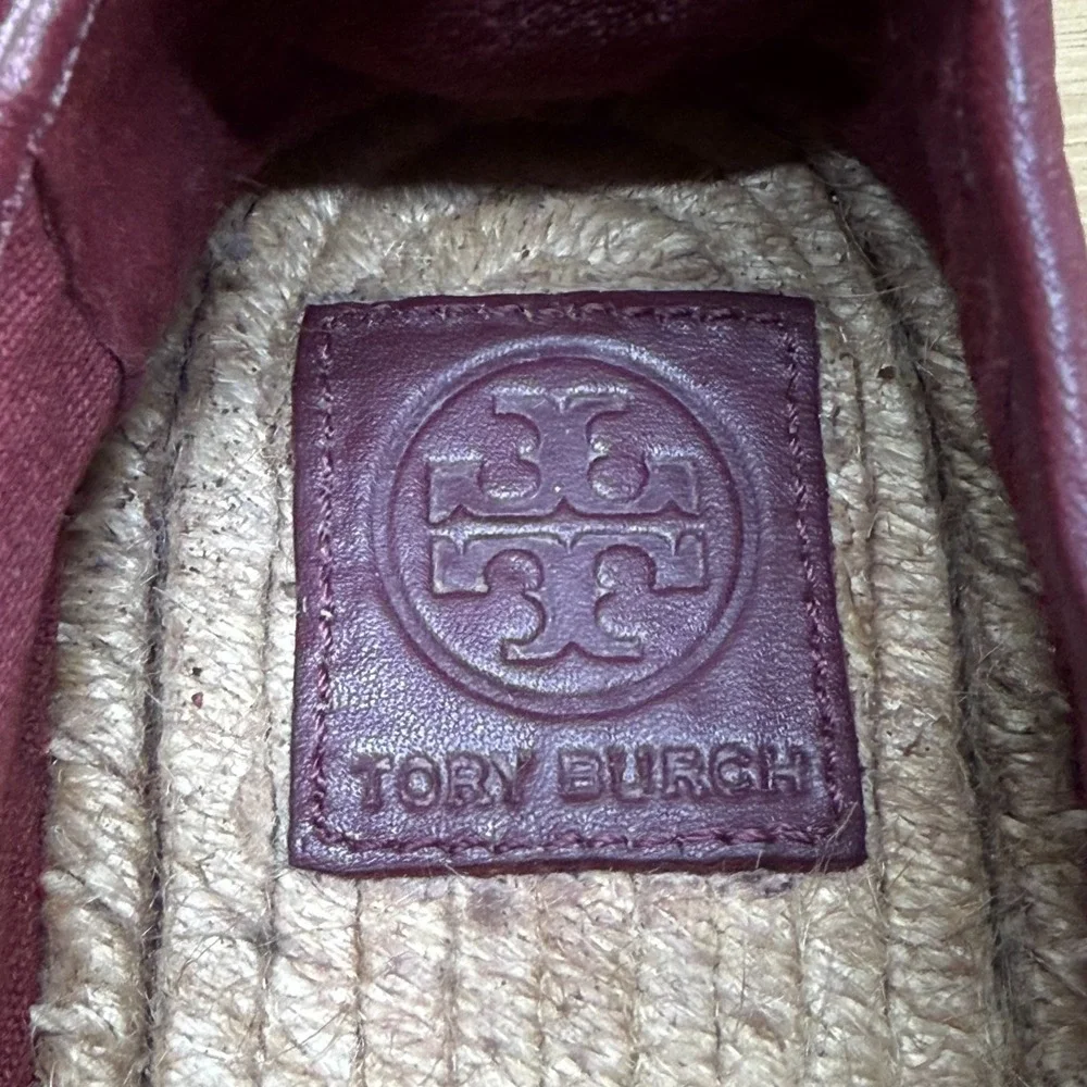 Tory Burch Espadrilles Flats 10 M Agate Red Soft Leather Vacation Resort Summer
